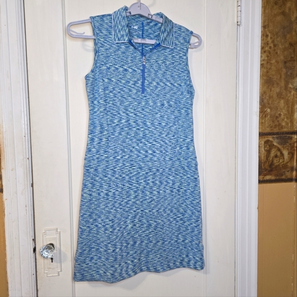 Nivo Sleeveless Zip Golf Dress blue green Pockets Size Medium - Picture 4 of 12